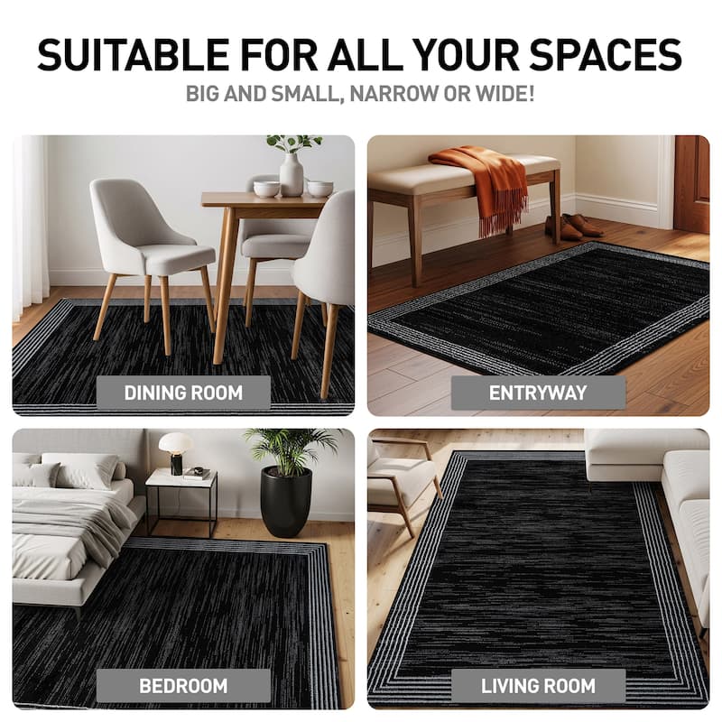 World Rug Gallery Modern Geometric Border Area Rug