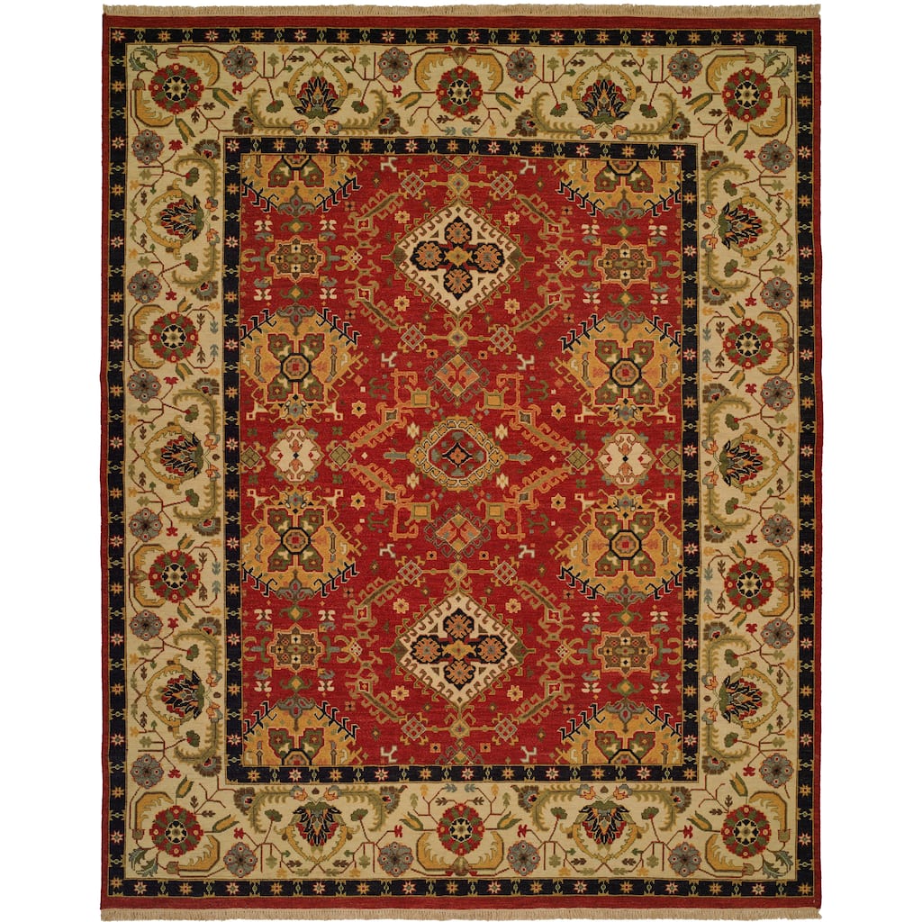 Traditional Red Flatweave Wool Area Rug