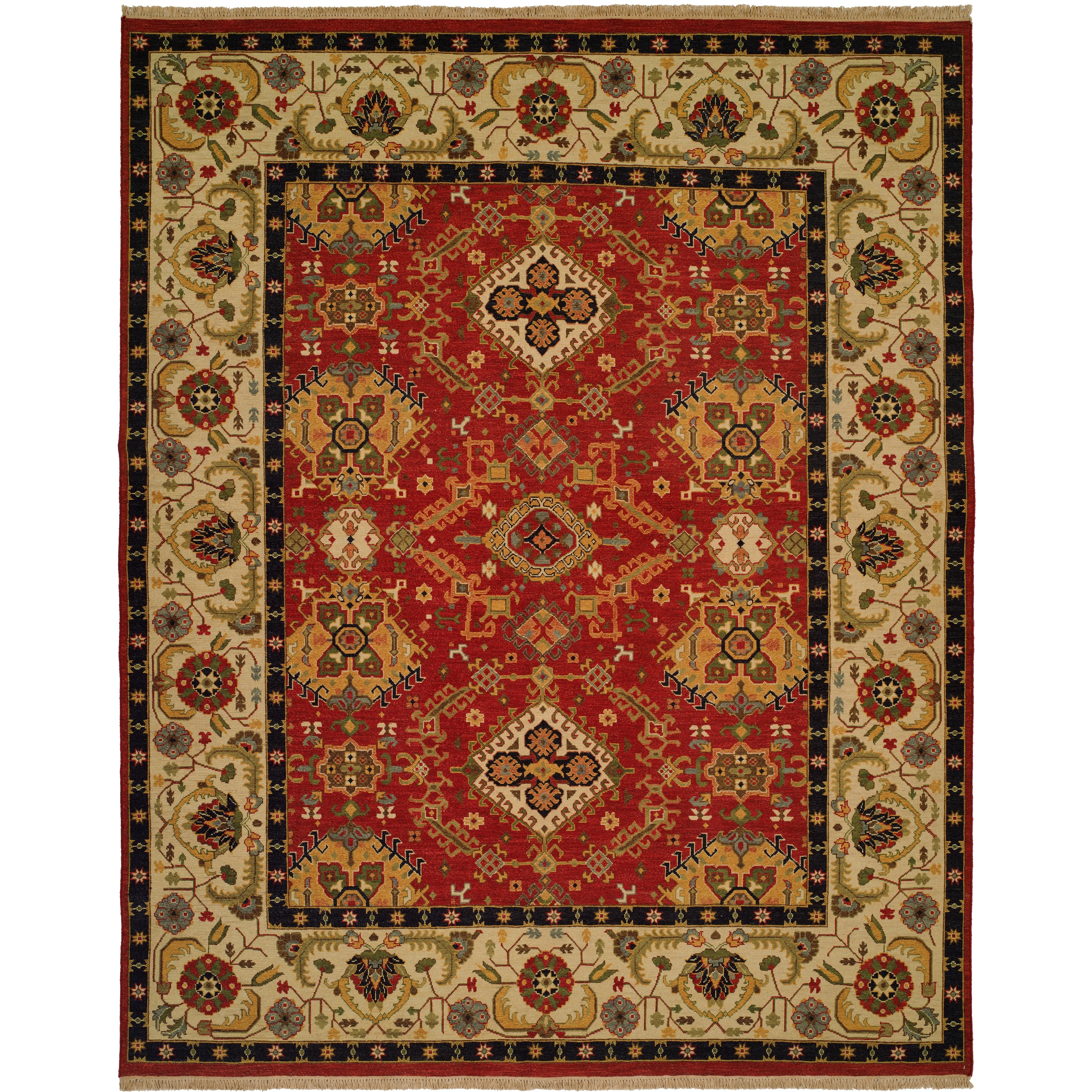 Traditional Red Flatweave Wool Area Rug