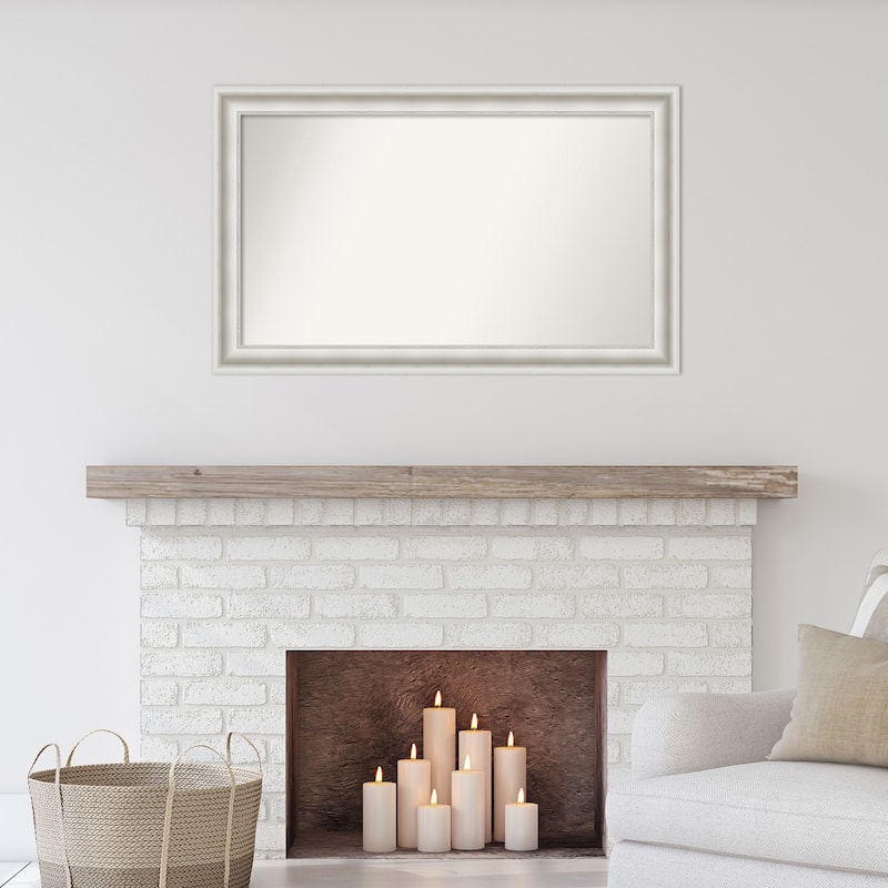 Parlor White Framed Non-Beveled Custom Wall Mirror, Bathroom Vanity Mirror