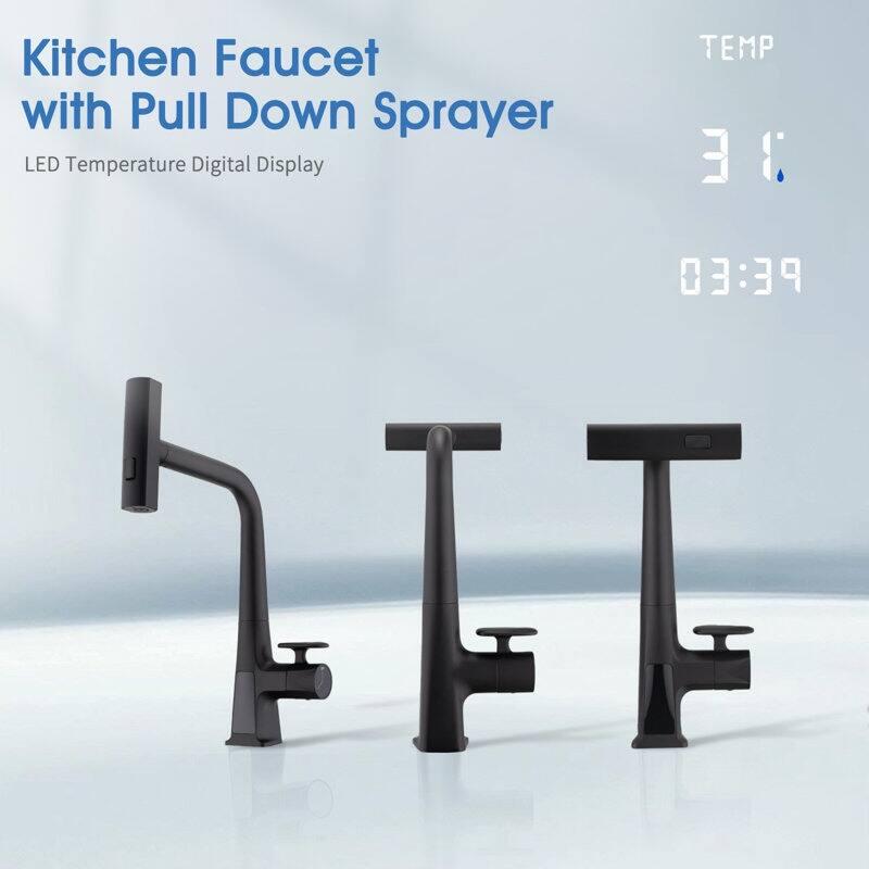 Matte Black Smart Temp 3 Mode Faucet with Pull Down Sprayer​