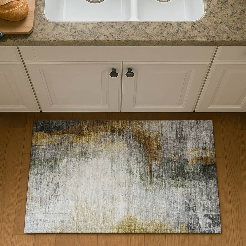 Premium Washable Super Soft Abstract Soid Mayfield Rug - Chocolate - 1'8" x 2'6"