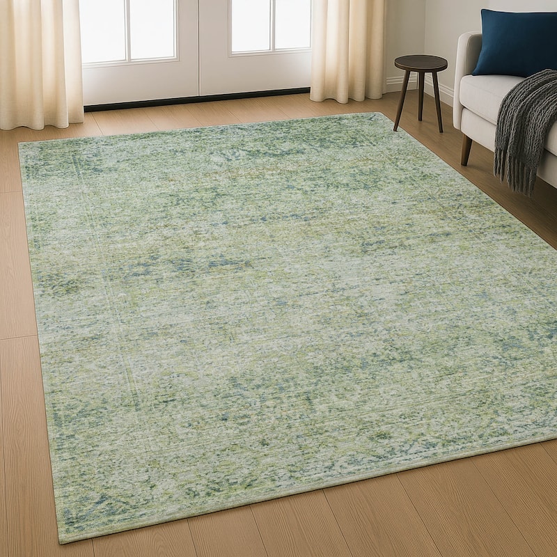 Premium Washable Super Soft Vintage Traditional Mayfield Rug - Aloe - 5' x 7'6"