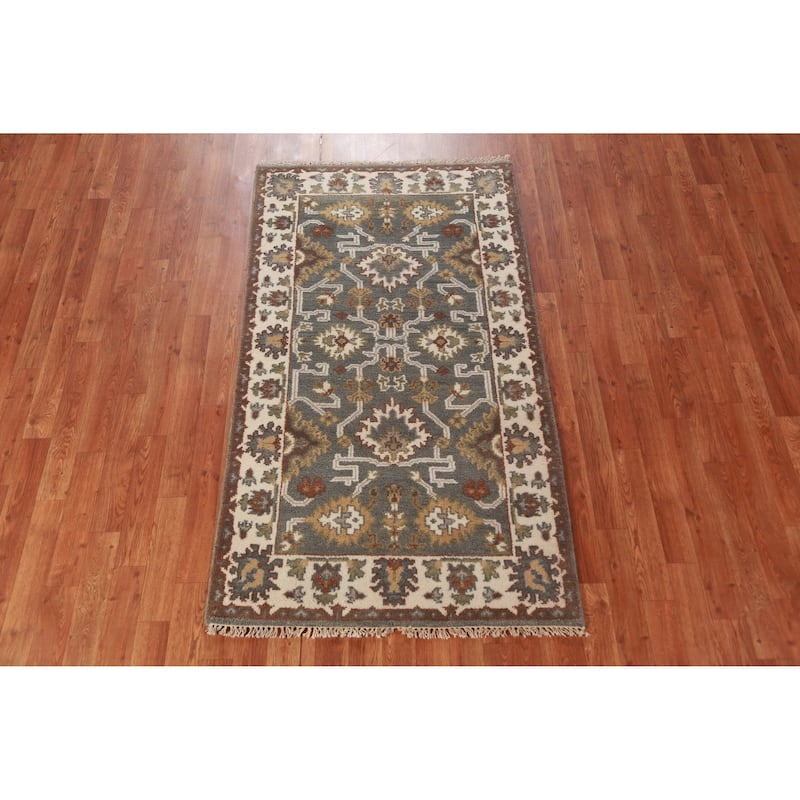 Gray Oushak Oriental Foyer Rug Hand-Knotted Wool Carpet - 3'1"x 5'8"