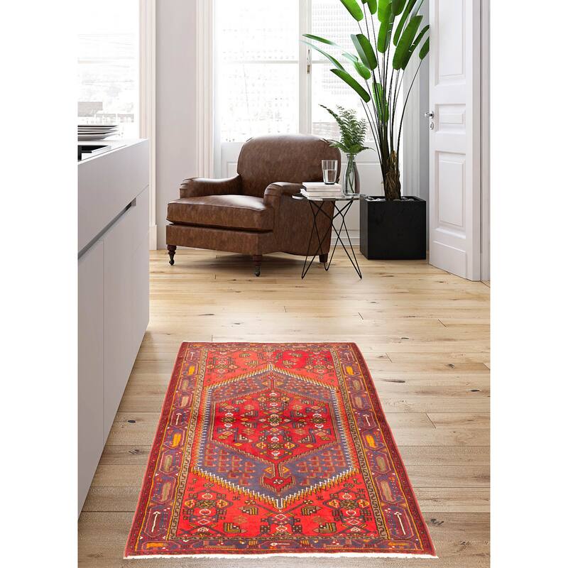 ECARPETGALLERY Hand-knotted Andelz Red Wool Rug - 4'4 x 6'7