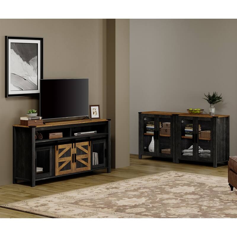 TV Stand with 5 Drawers and 2 Door Storage with Adjustable Shelf - 1 Pack