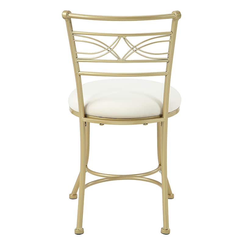 Azalea Park Art Decor Upholstered Iron Vanity Stool - Gold & White - 16.14 W x 19.88 D x 30.63 H"