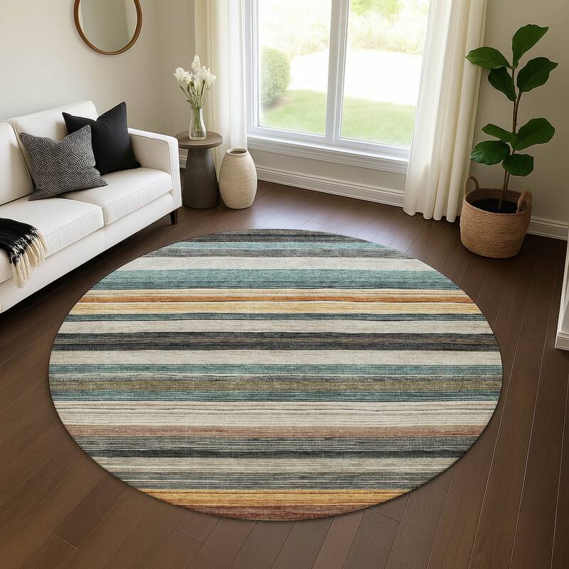 Premium Washable Super Soft Striped Mayfield Rug - Beige - 8' x 8'