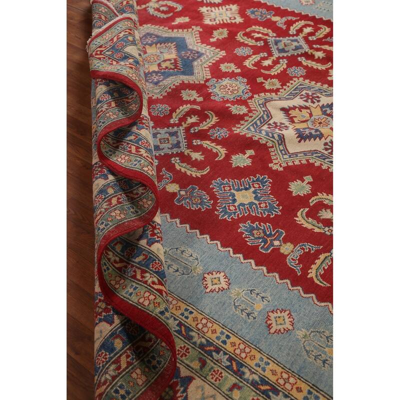 Red Kazak Area Rug Handmade Traditional Oriental Wool Carpet - 10'0"x 12'10"