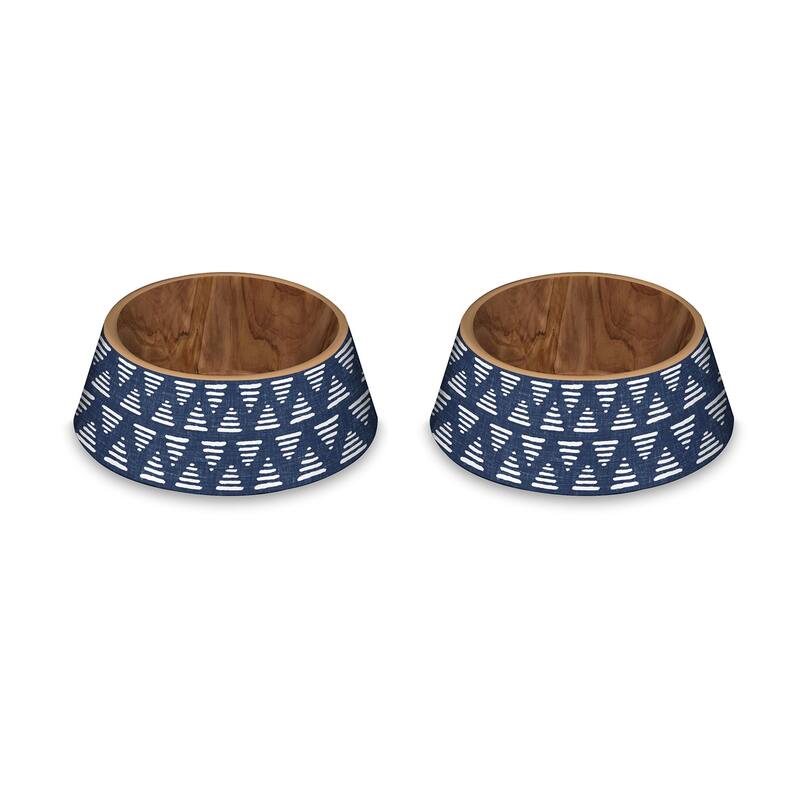 Abode Homewares Indigo Oasis Melamine Pet Bowl - Large - 4.75 Cups - Indigo - Set of 2 - Indigo