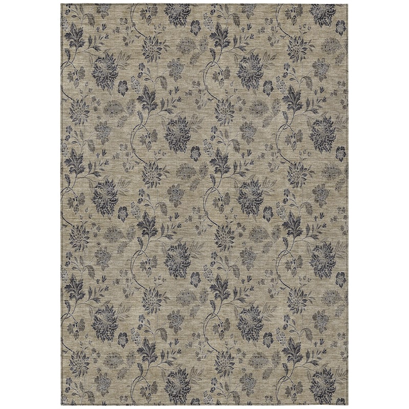 Machine Washable Indoor/ Outdoor Chantille Floral Farmhouse Rug