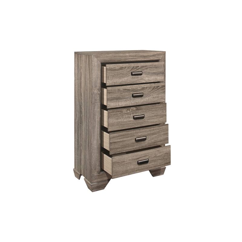 Valli 3 Piece Light Elm Modern Rustic Panel Bedroom Set