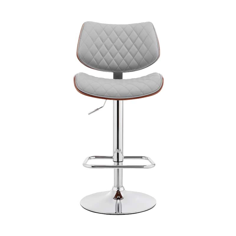 HomeRoots 45" Gray Faux Leather And Iron Swivel Adjustable Height Bar Chair - 19 x 45 x 20