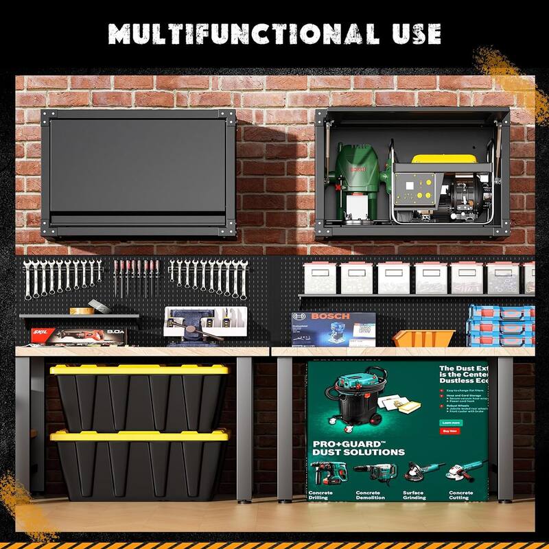 31" W x 20" H Metal Garage Hanging Storage Wall Mounted Cabinet with Flip Up Door