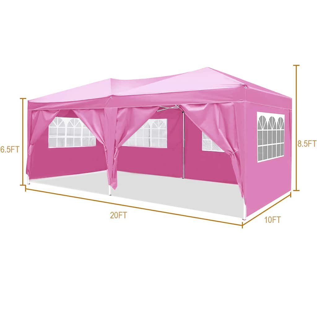 Folding Canopy with 6 Removable Sidewalls Outdoor Event Shelter UPF 50+ Gazebo Portable Tents