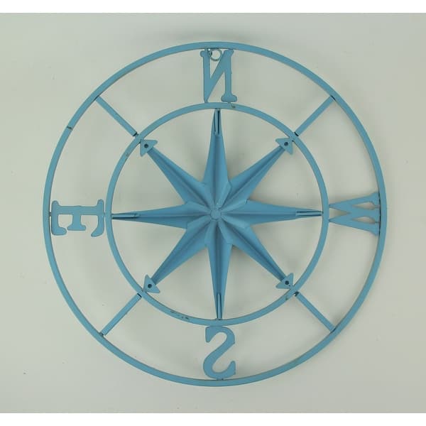 Distressed Metal Compass Rose Indoor Outdoor Wall Hanging