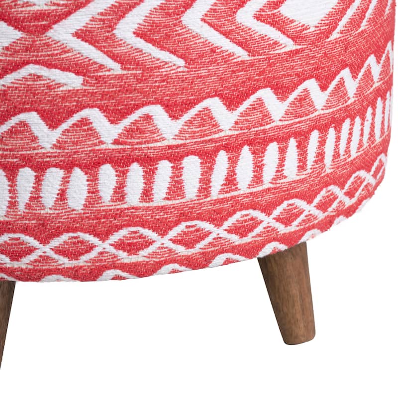 Halvorson Red Stool With Mango Wood Feet
