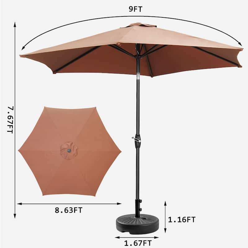 9FT Patio Umbrella with Base Included Outdoor Umbrella with Tilt and Crank