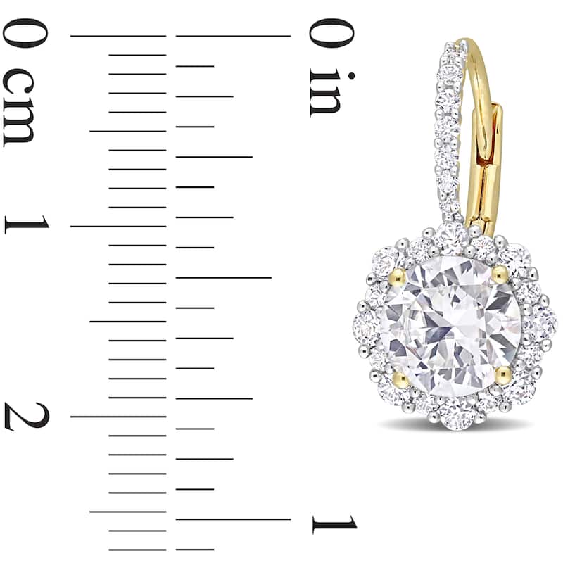 Miadora 4ct TGW Created White Sapphire Halo Leverback Earrings Yellow Silver