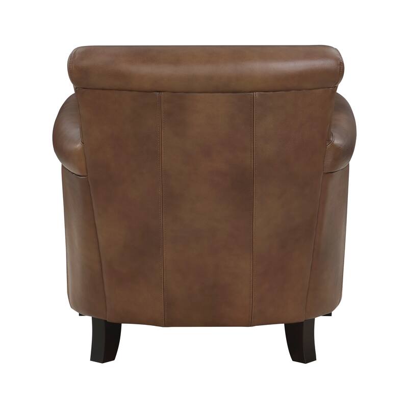 Raya Leather Upholstered Arm Accent Chair