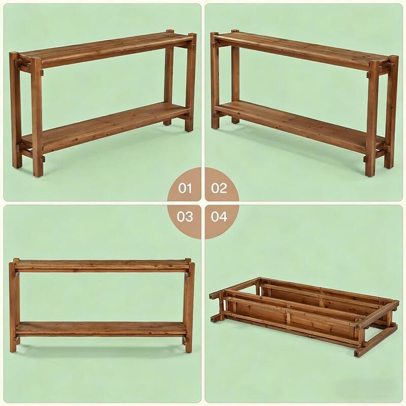 Rossetta 2-Tier Tic-Tac-Toe Leg Design Console Table with Capacious Storage