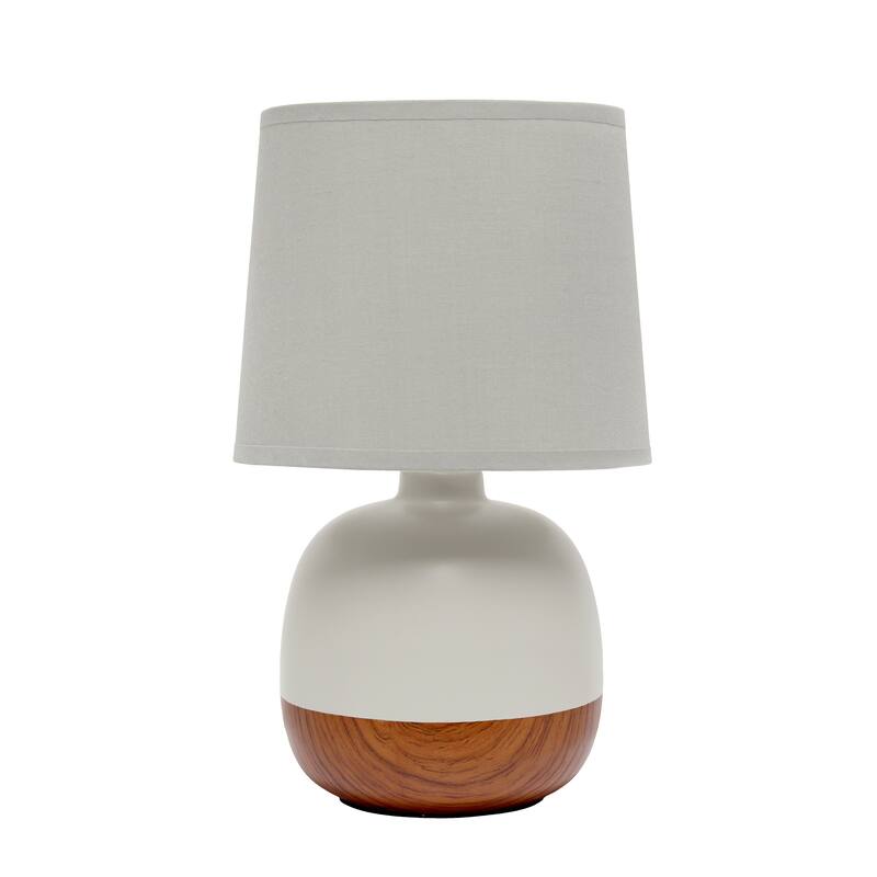 Simple Designs Petite Mid Century Table Lamp, Dark Wood and Light Gray - N/A - Dark wood/light gray
