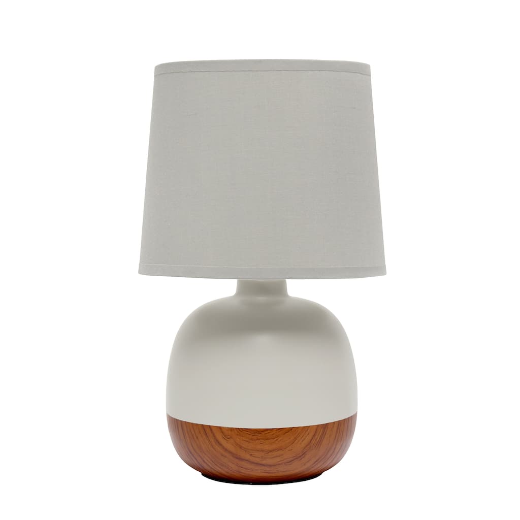 Simple Designs Petite Mid Century Table Lamp, Dark Wood and Light Gray - N/A