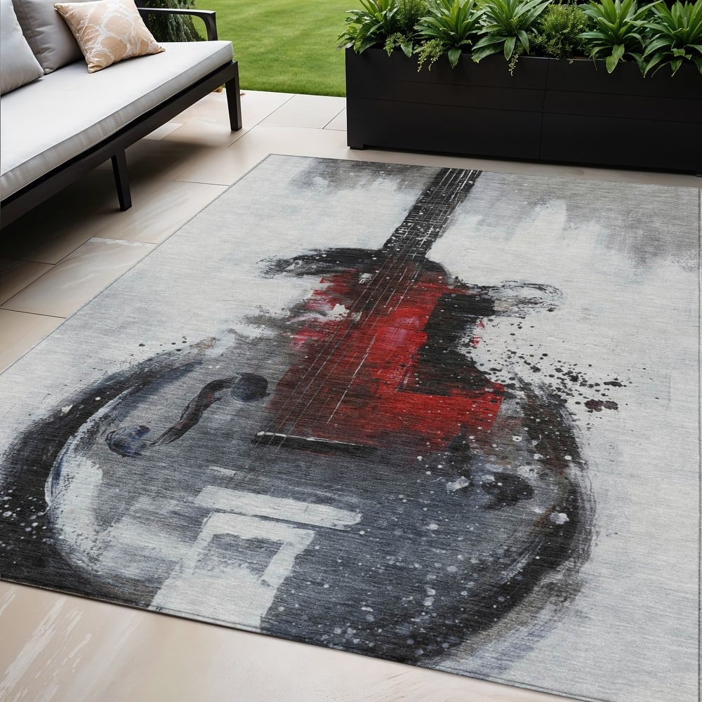 HomeRoots Abstract Transitional Rectangle Outdoor Rug
