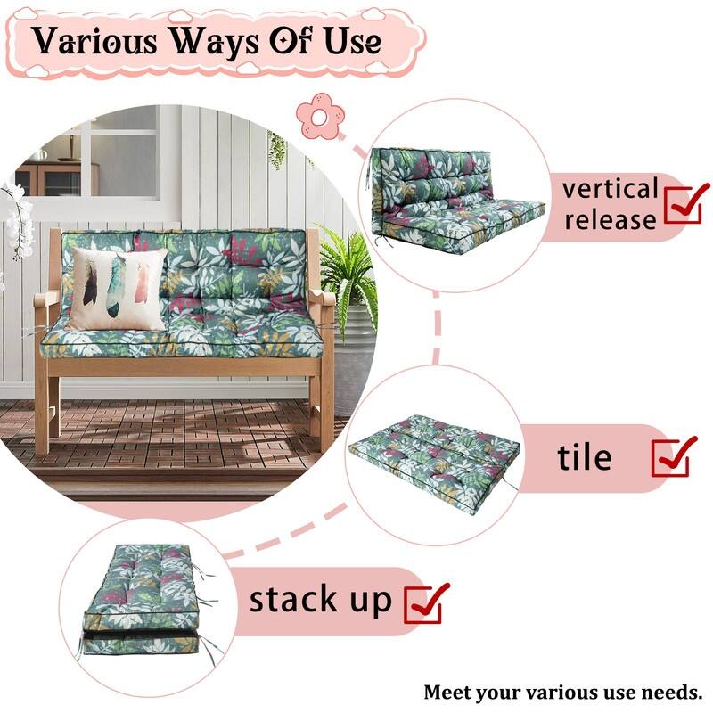 Porch Swing Replacement Cushion, 55in Outdoor Bench Cushions with Backrest Thicken 4"