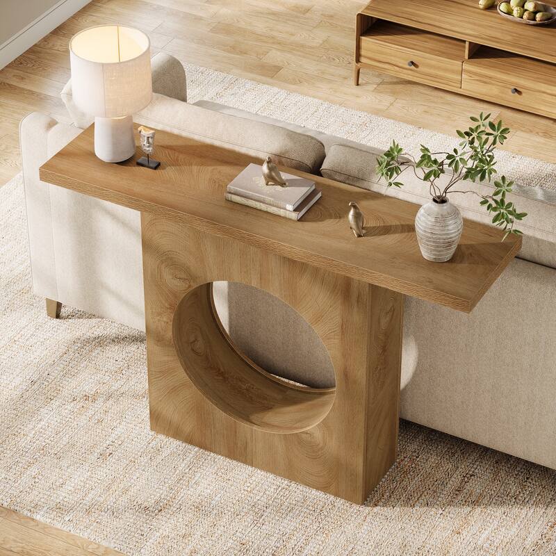 41.33" Farmhouse Console Table with Circular Cutout for Entryway, Hallway & Behind Sofa