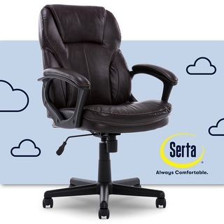 Serta Heavy-Duty Bonded Leather Commercial Office Chair with Memory Foam,  350 lb capacity, Brown