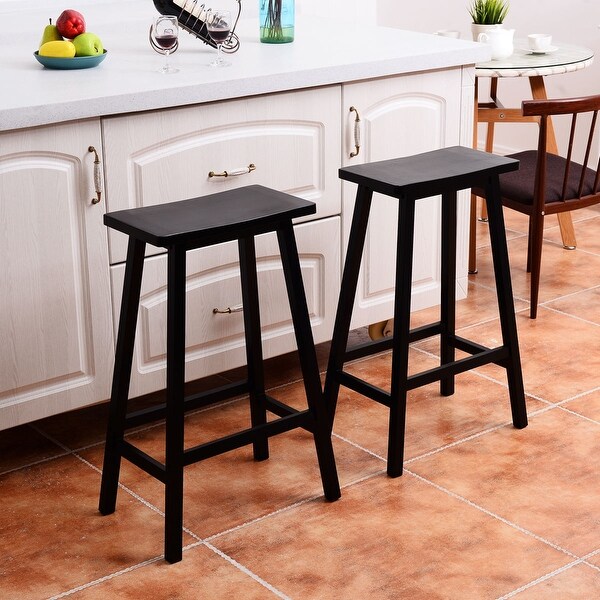 Shop Costway Set of 2 Saddle Seat 29'' Bar Stools Wood ... (600 x 600 Pixel)