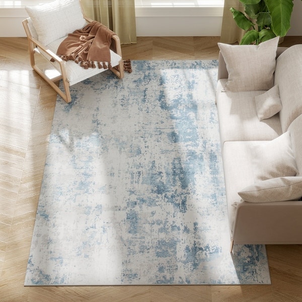 slide 2 of 9, HOMCOM Area Rug 5x7, Machine Washable Rug, Non-Slip Modern Abstract Floor Cover Foldable Carpet for Living Room - 3'6" Cream/Onyx - 3'6" - Square