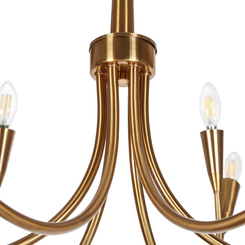 Modern Gold 12-Light Classic Candle Chandelier for Dining Living Room - D 36.2" x H 21.2"