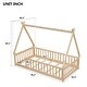 preview thumbnail 23 of 26, Modern Twin Size Pine Wood Tent-Shaped Floor Bed Frame, Teepee Bed with Guardrails & Slats for Kids Girls Boys