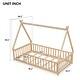 preview thumbnail 6 of 7, Natural Twin Size Pine Wood Tent-shaped Floor Teepee Bed with Guardrails, Slats and Rood