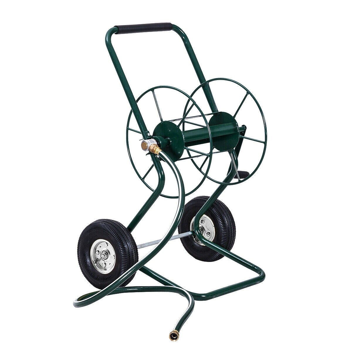 Shop Gymax Garden Wheeled Hose Reel Cart Steel Frame Hose Truck