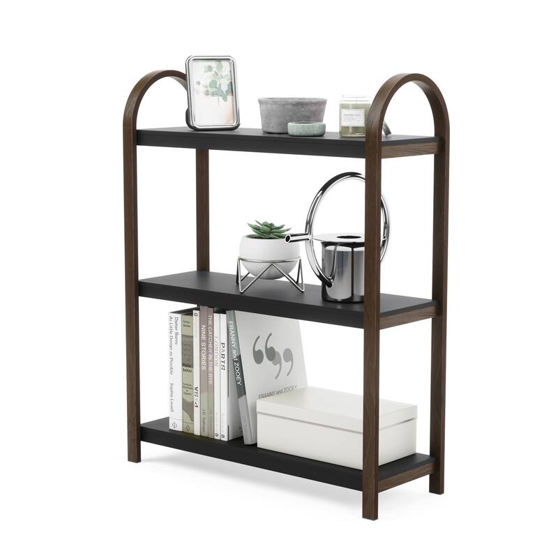 Umbra 1016838 Bellwood 28" Wide 3 Shelf Wood Shelving Unit - Black / Walnut