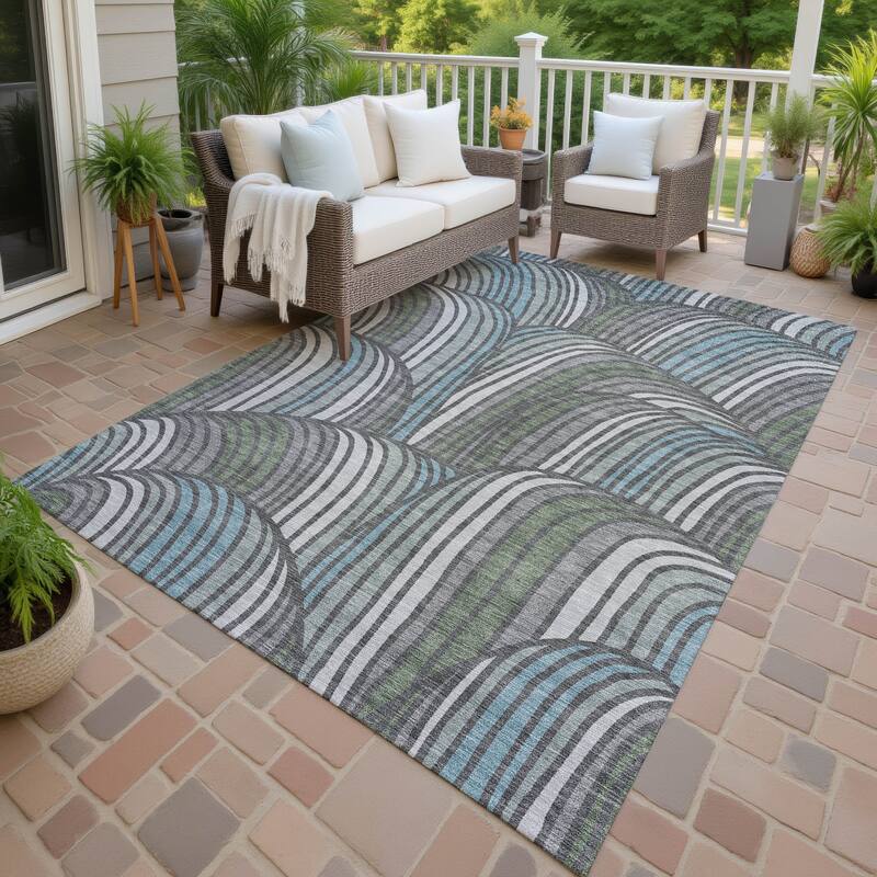 Machine Washable Indoor/ Outdoor Modern Parsons Chantille Rug - Charcoal - 3' x 5'