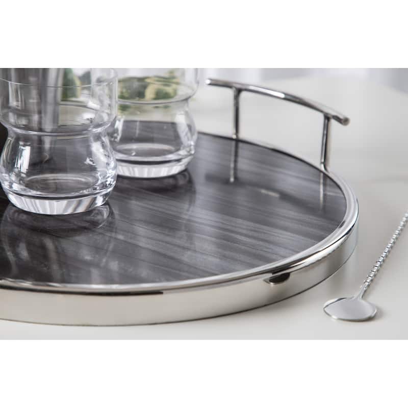 Kate and Laurel Marbury Round Metal Tray