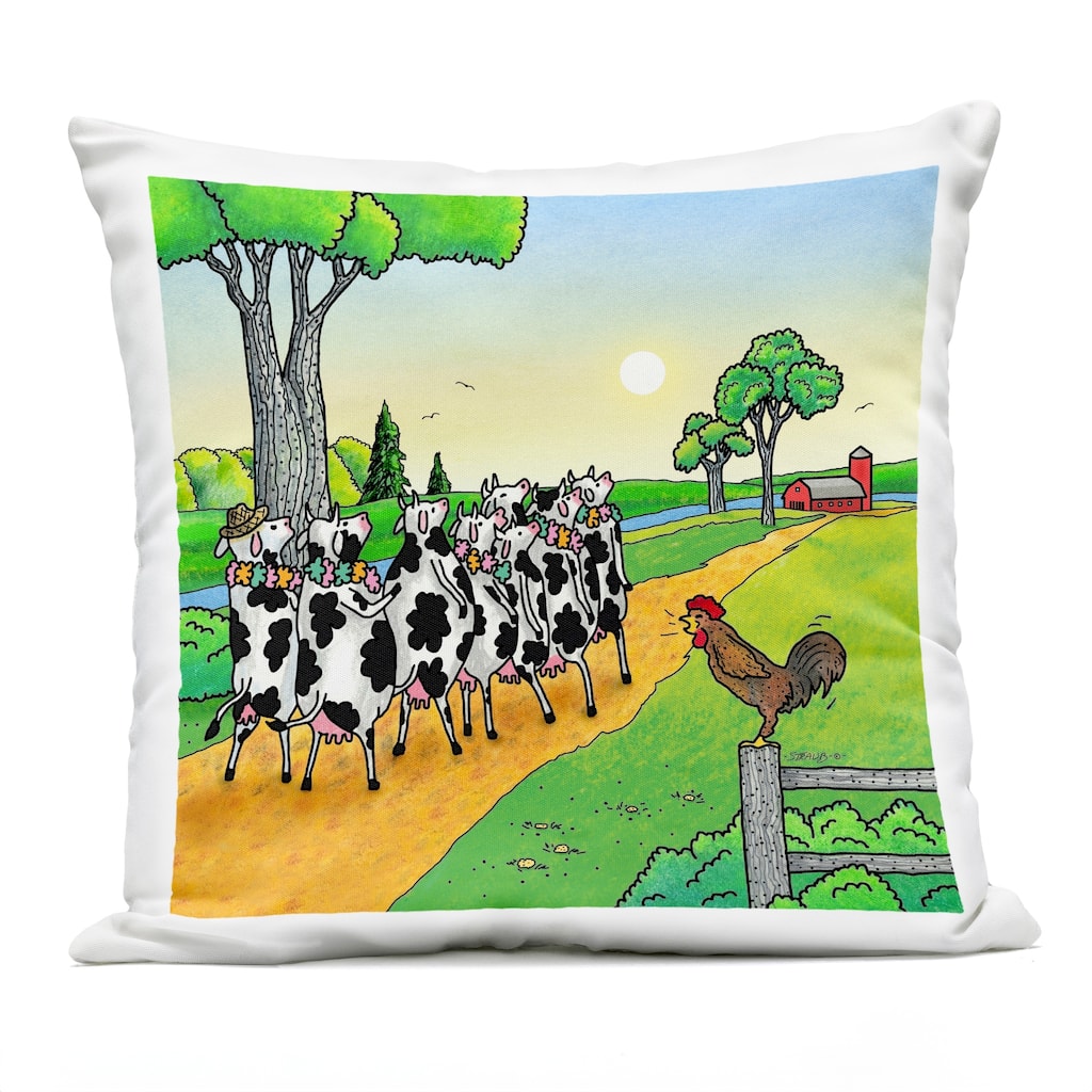 Stupell Funny Cows Come Home Printed Outdoor Throw Pillow Design by Roger Straub