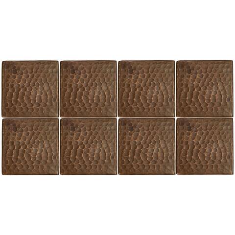 Premier Copper Products Package of Eight 3" x 3" Hammered Copper
