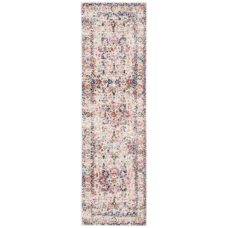 SAFAVIEH Madison Snowflake Medallion Rustic Farmhouse Distressed Rug - 2'3" x 8' Runner - Fuchsia/Ivory - Runner