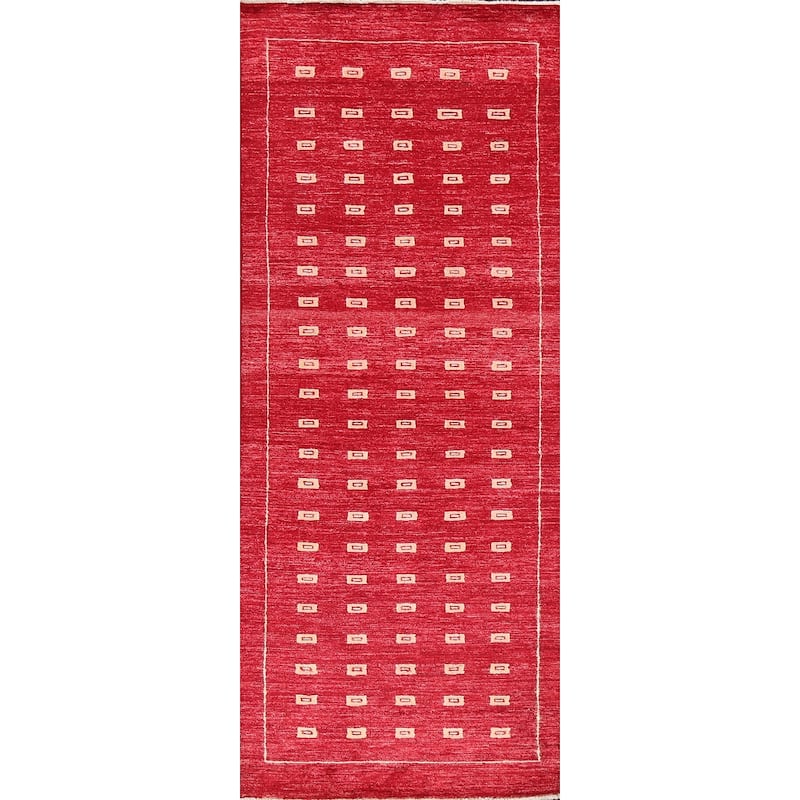 Oriental Gabbeh Kashkoli Wool Runner Rug Hand-knotted Staircase Carpet - 2'9" x 8'1"