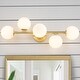 preview thumbnail 1 of 5, 5-Light Gold Finish Integrated LED Vanity Light with Opal Glass Shades Gold
