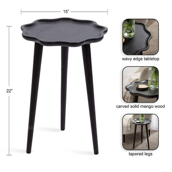 dimension image slide 1 of 3, Kate and Laurel Alezar Scallop Wood Side Table