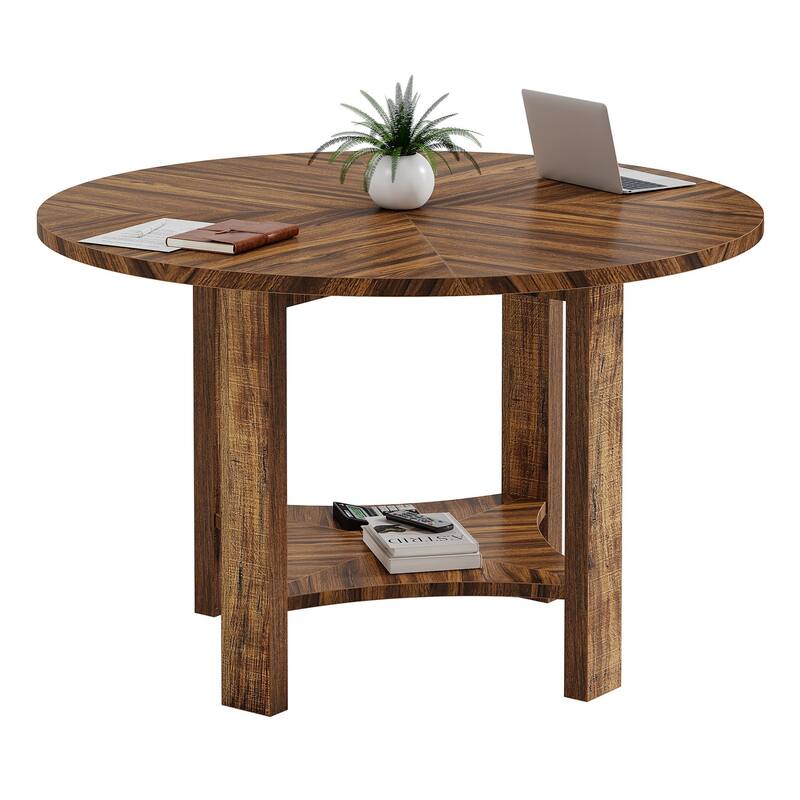 47-Inch Round Conference Table for 4-6 People with Storage Shelf - 47.24" L x 47.24" W x 29.53" H