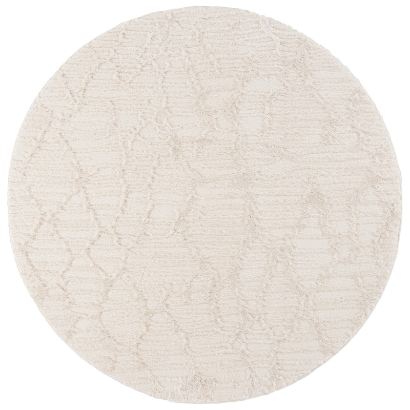 SAFAVIEH Seattle Enny Shag Modern Contemporary 1-inch Thick Rug - 6'7" Round - Ivory