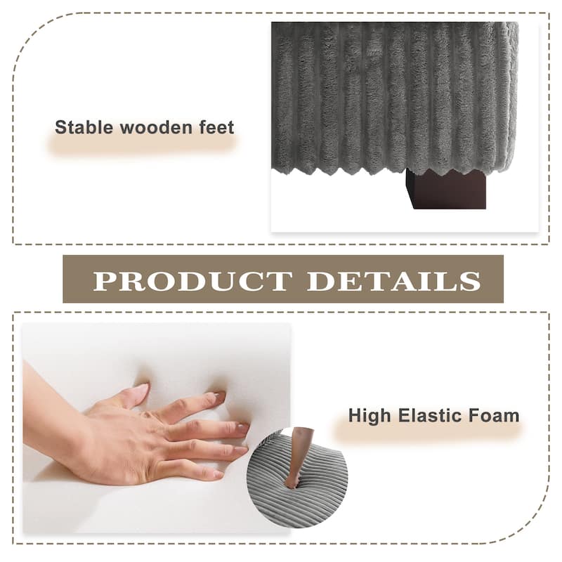 Anne 150" W Upholstered Plush Corduroy Modular Sectional Sofa