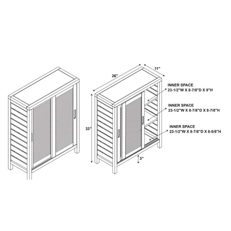 Two Door Storage Floor Cabinet - 33"